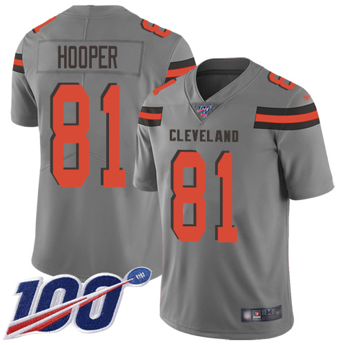 Nike Browns #81 Austin Hooper Gray Youth Stitched NFL Limited Inverted Legend 100th Season Jersey